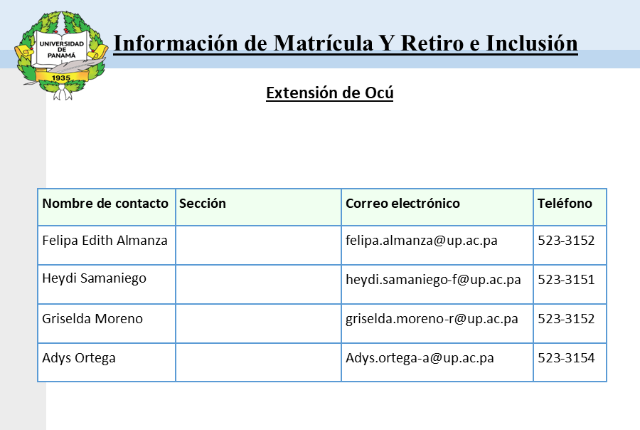 contactos de matrícula