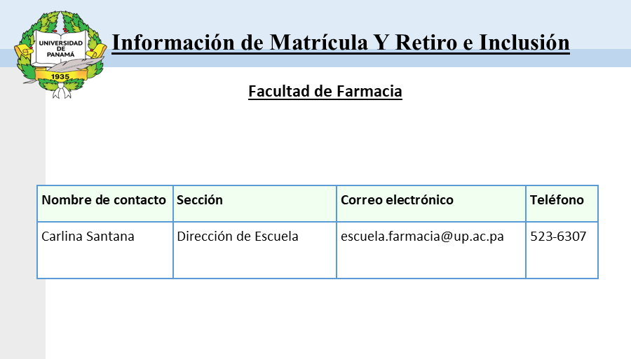 contactos de matrícula